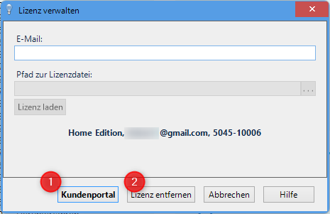 Lizenz verwalten - Kundenportal
