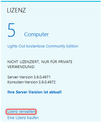 Status keine Lizenz